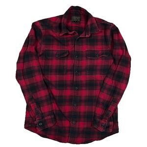 Filson Vintage Flannel Workshirt Shirt Red Oak Ombre Plaid Size Medium 11010689